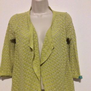 Nick & Me light green knit open front cardigan